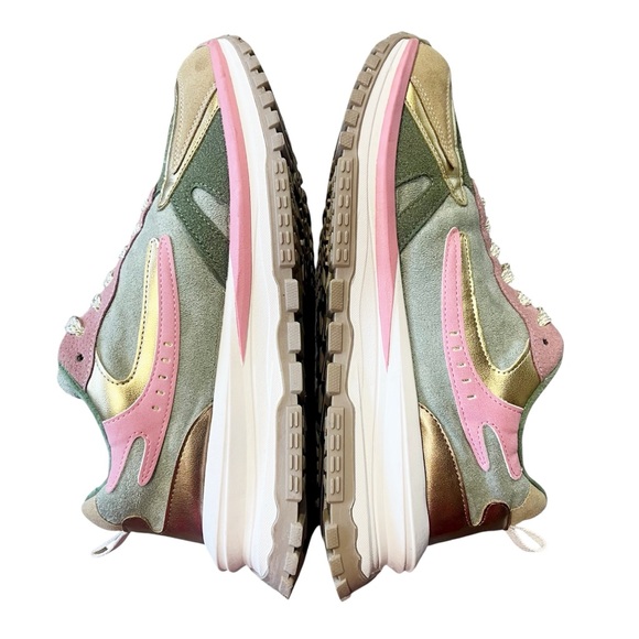 Blowfish Suede Sneakers Women’s 10 Chunky Pink Green Retro Metallic Platform - Picture 8 of 13